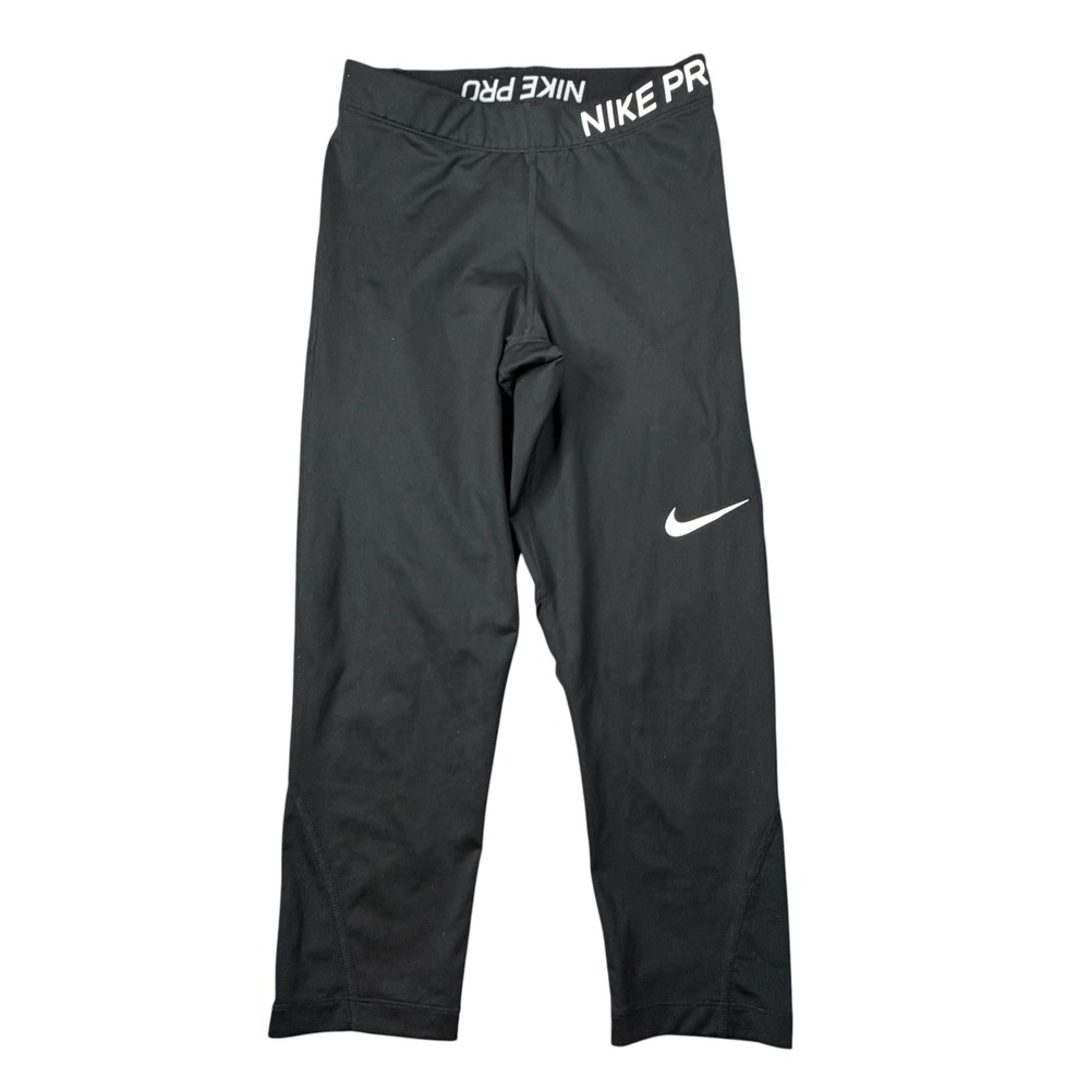 Nike Pro Dri FIT Small Sweatpants Black Capri Mesh Panel Compression Tights